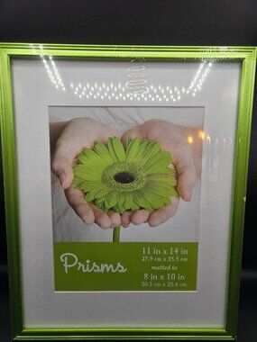 Prisms 11"x14" Green Wood Photo Frame – Matted for 8"x10" – NEW